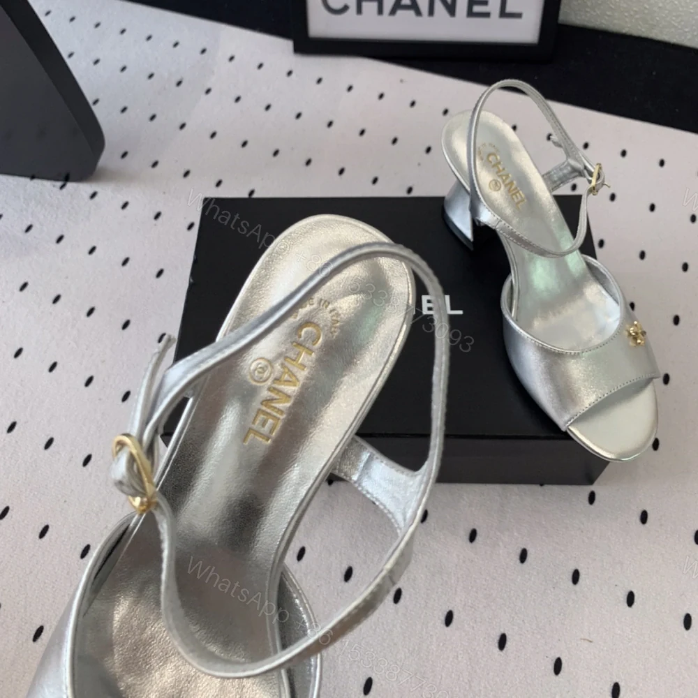 View 4 of 高仿Chanel*G45723D魚嘴高踭鞋漆皮銀色5.5CM免檢版