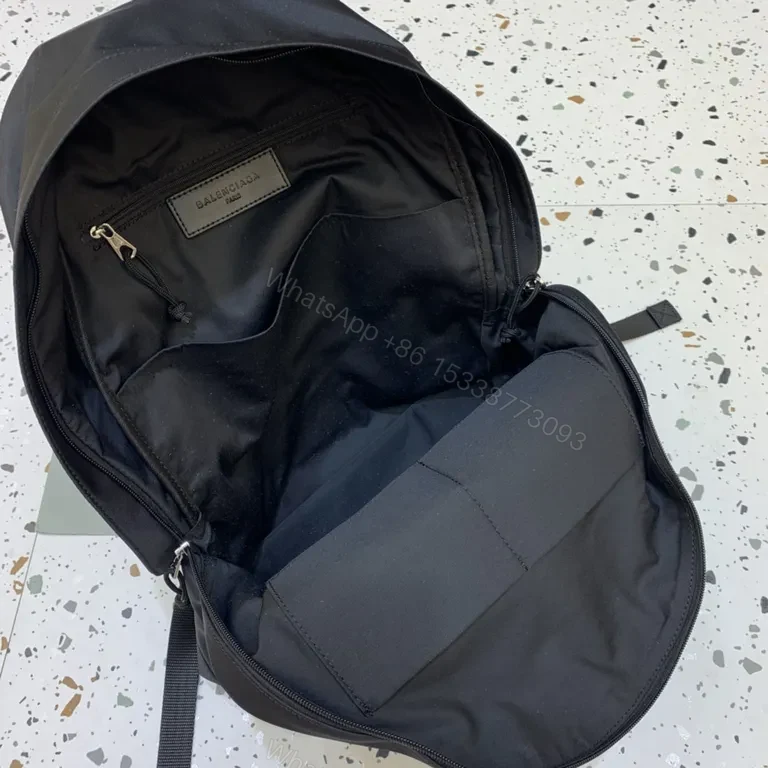 View 7 of Chic Nylon Logo Backpack - Black, Designer-Style Carryall