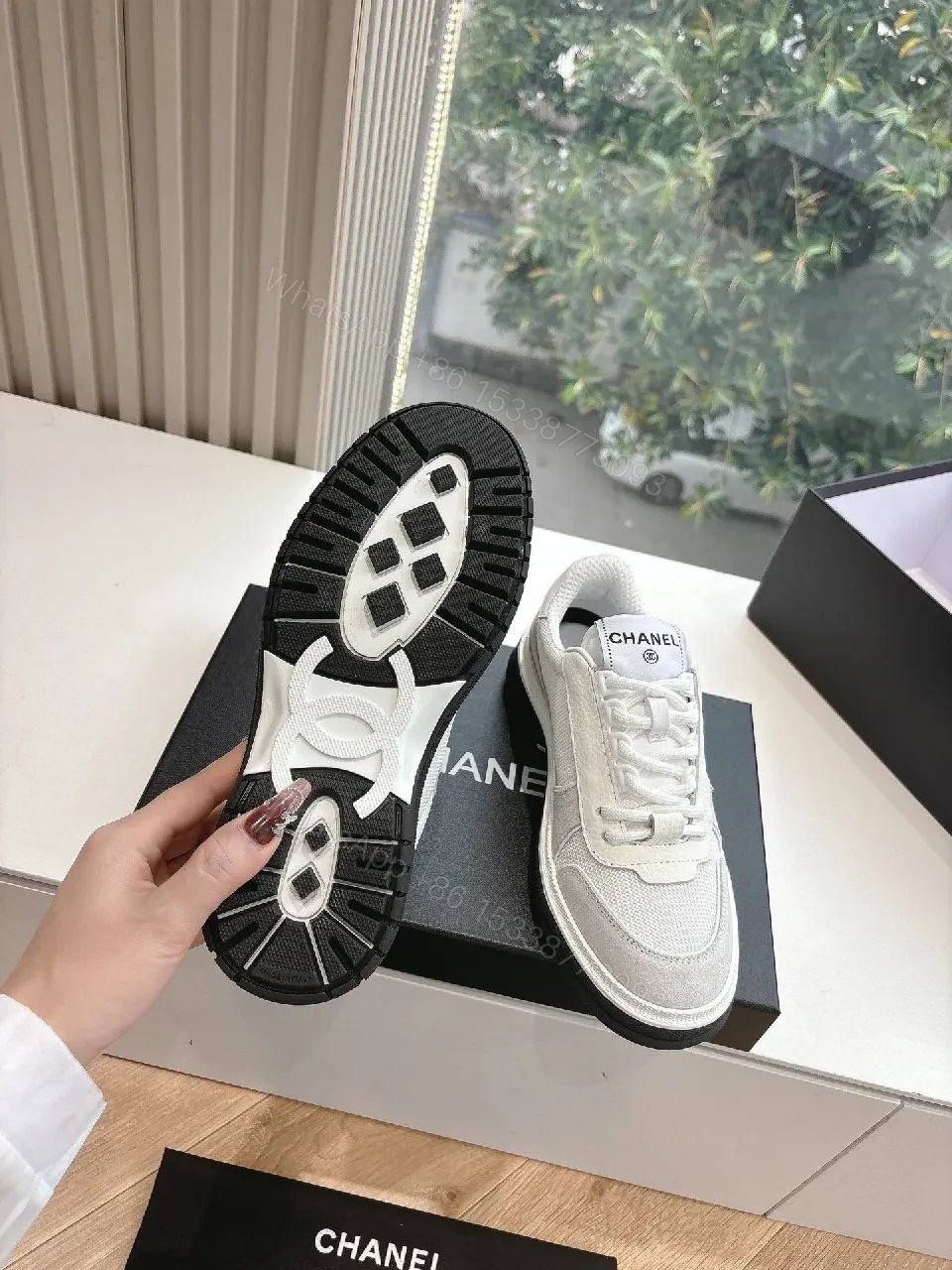 View 7 of White Luxe Sneaker: Premium Mesh, Classic Detailing, High-Top Style