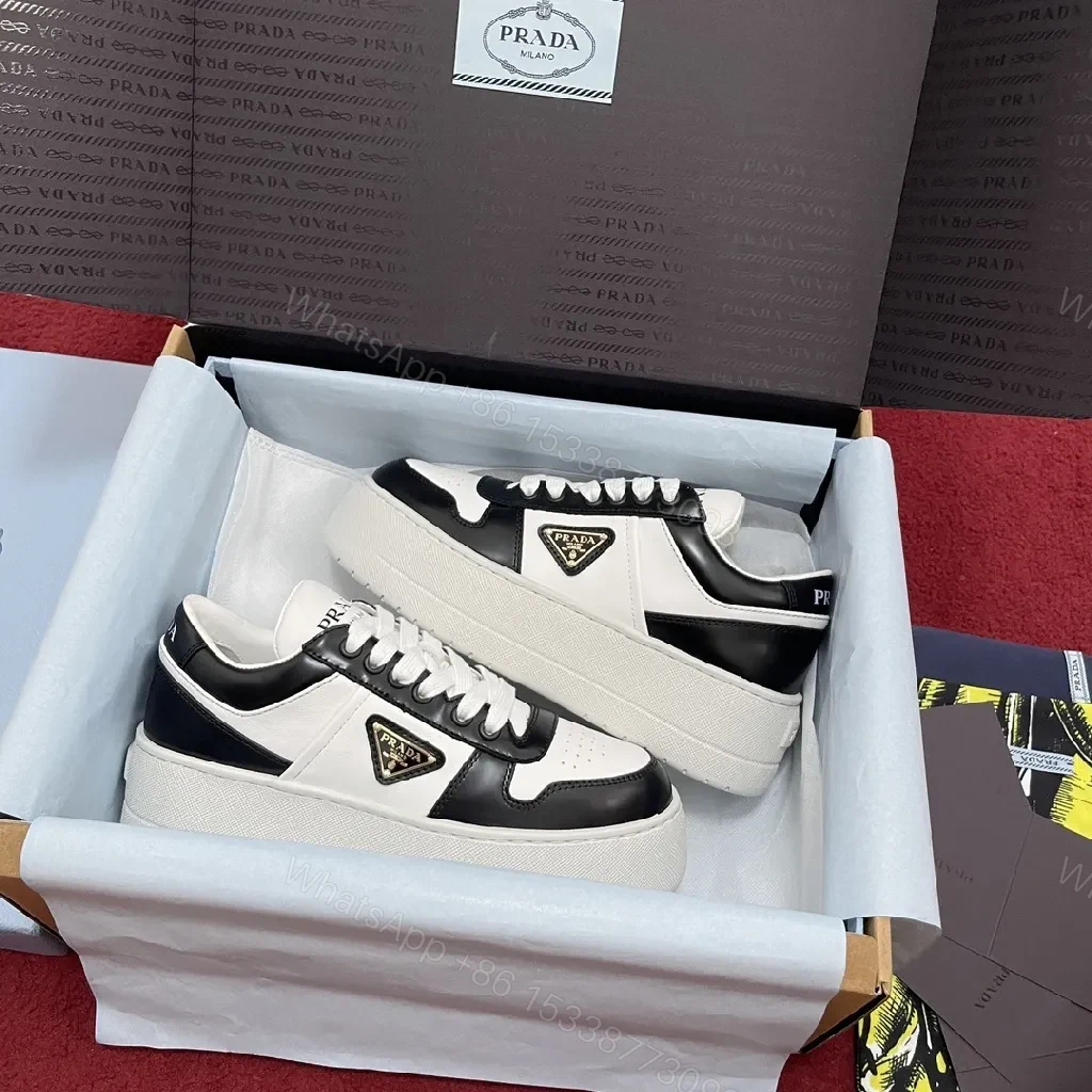 View 2 of Modern Leather-Trim Low-Top Sneakers: Bold Contrast, Supreme Craft