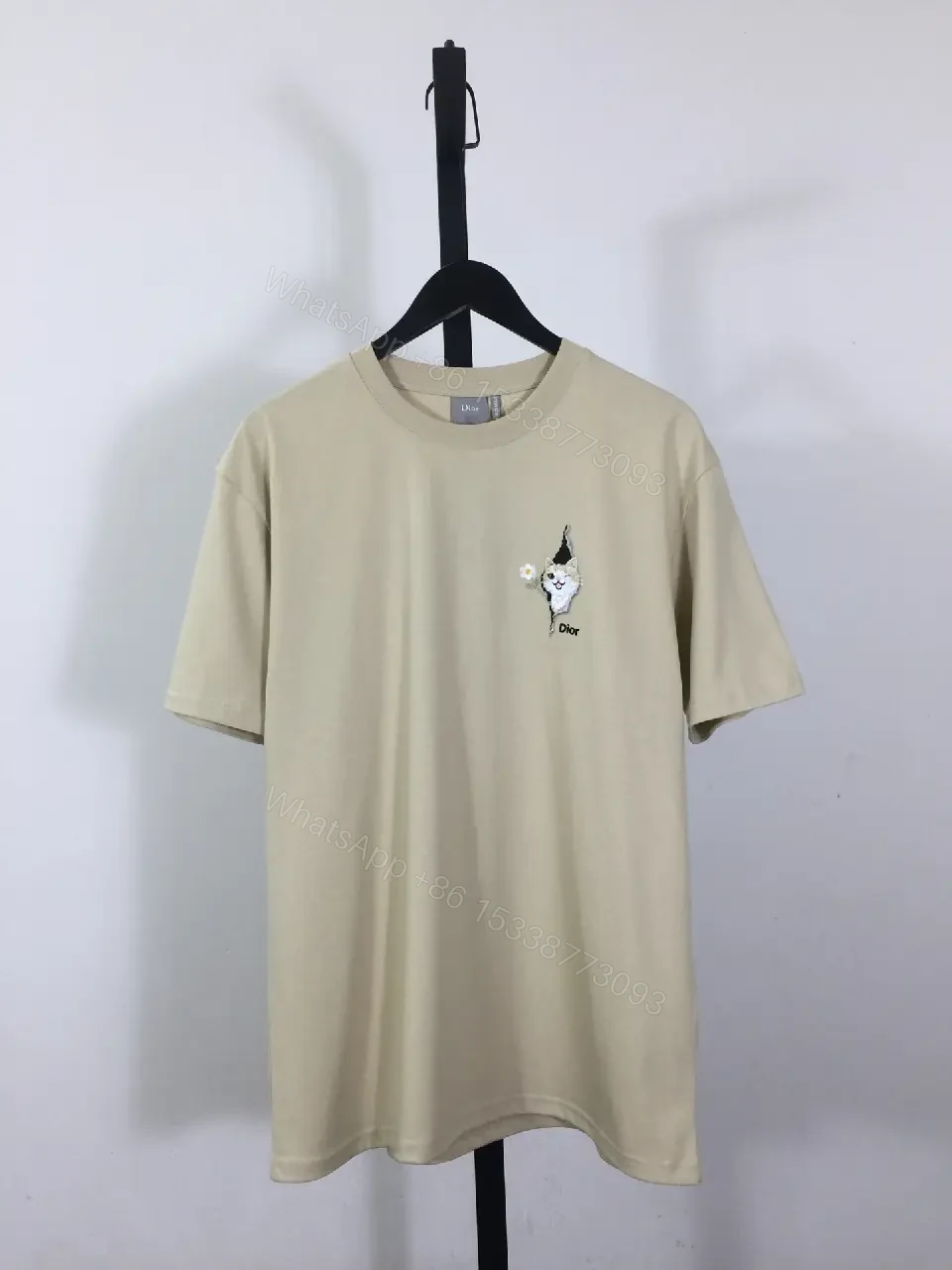 View 6 of Beige Knit Crewneck Tee: Subtle Luxury, Everyday Wear