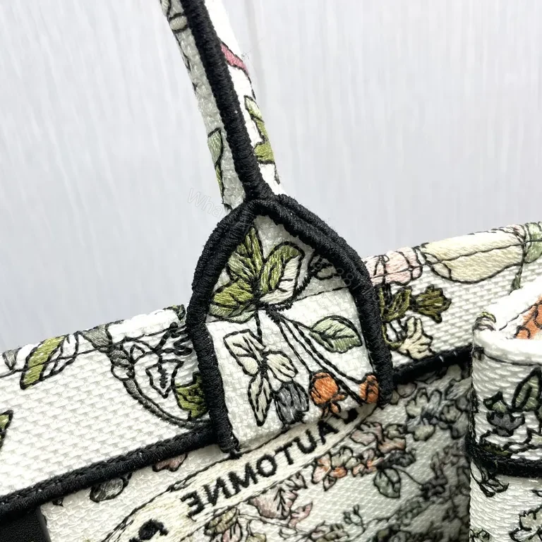 View 4 of Statement Floral Tote with Bold Dior Strips â€“ Everyday Luxury Tote
