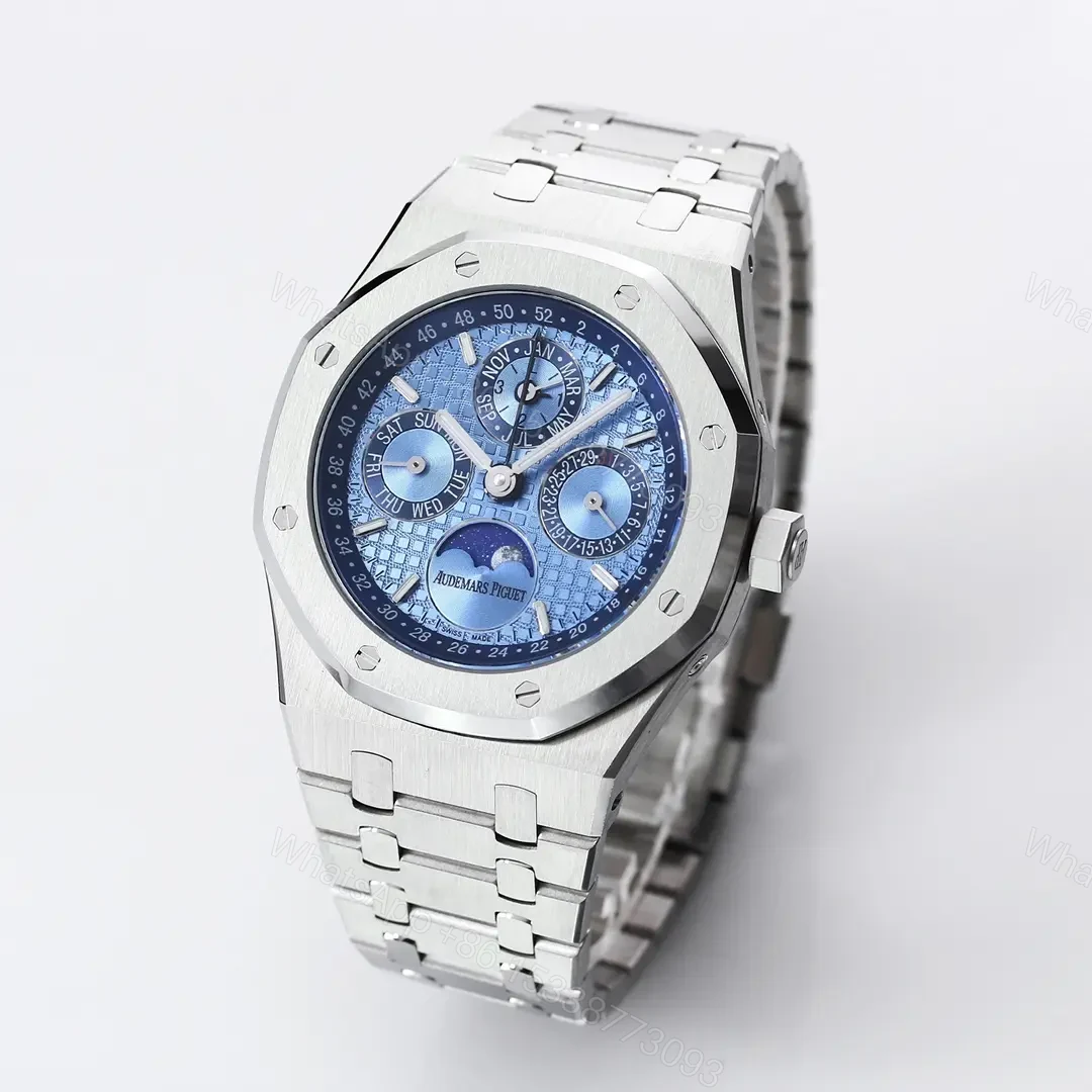 View 3 of TWA Factory Audemars Piguet Royal Oak Perpetual Calendar Watch, Blue Dial, Stainless Steel Case and Bracelet, Ref. 26574ST.OO.1220ST.03