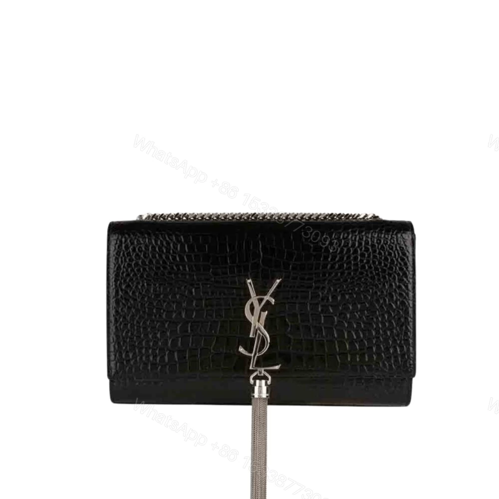 Saint Laurent Kate Tassel Silver Hardware Black 19Cm — view 1