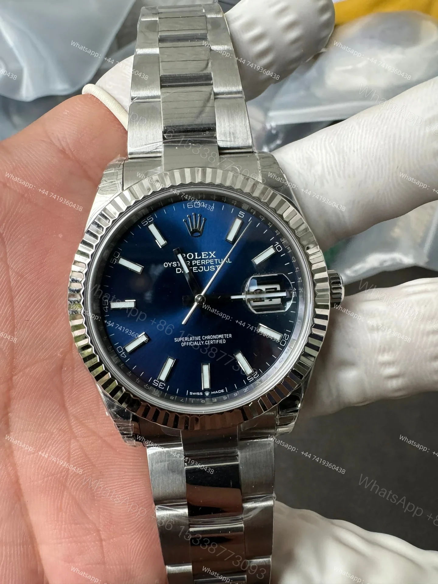 View 5 of Rolex Datejust M126334-0001 1:1 Replica Blue Dial Oyster 41MM 3235 Movement Super Clone Watch