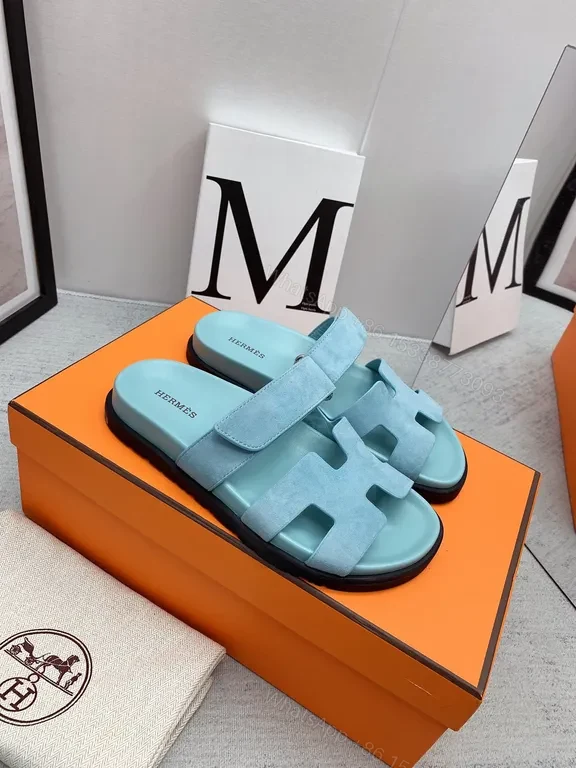 View 5 of Powder-Blue Suede Sandals + H-Cut Straps + Luxury Comfort Sandals