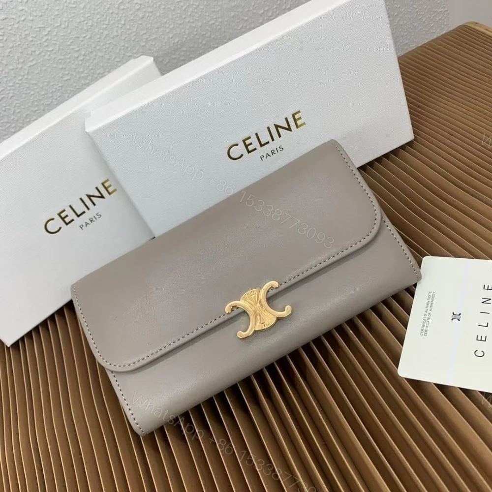 View 2 of CELINE LARGE WALLET TRIOMPHE IN SHINY PEBBLE 19CM 10E313DPV 10BL