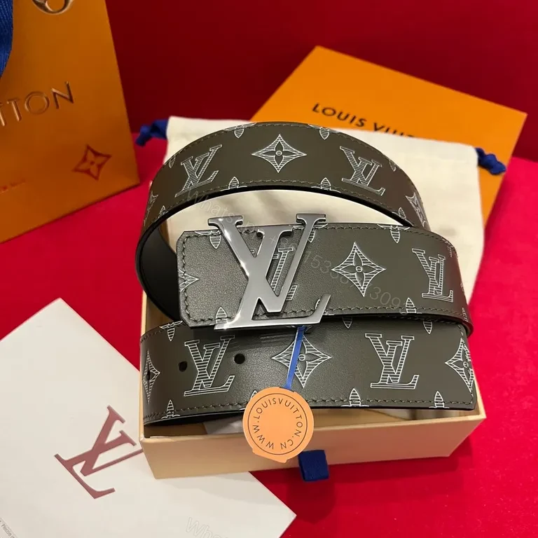 View 5 of Bold Monogram Belt: LV-Inspired Luxure Texture Belt
