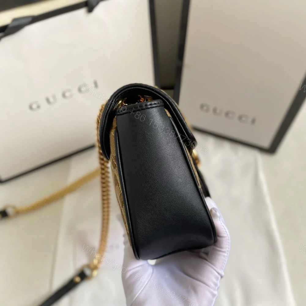 View 4 of Gucci GG Marmont Shoulder Bag Beige And Black 26Cm 443497 HVKEG 9772