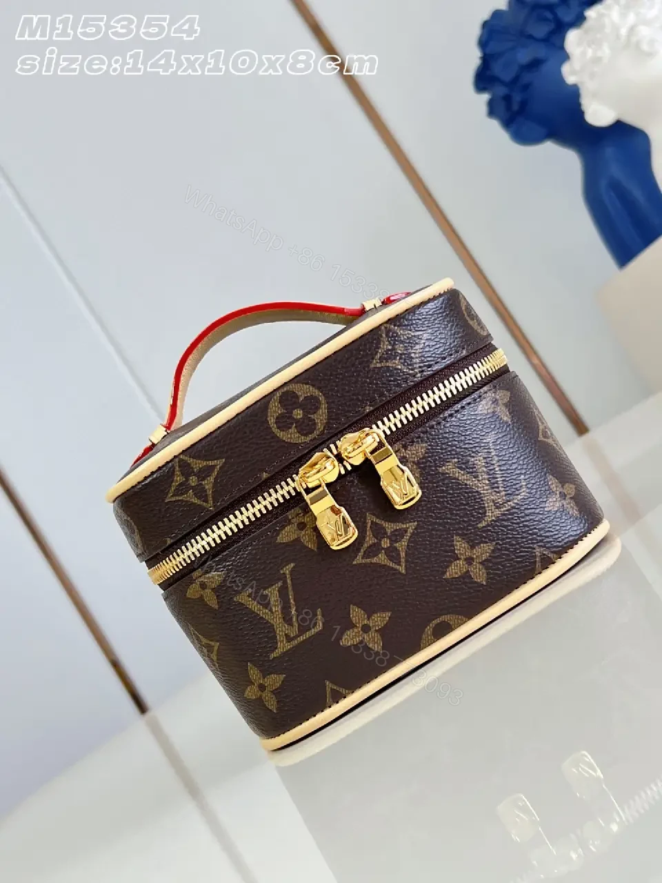 View 8 of Dark Brown LV Monogram Vanity Bag with Gold Zippers