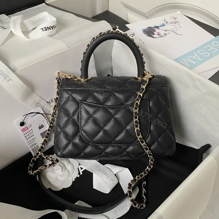 View 3 of Black Quilted Calfskin Handbag â€” Chanel-Inspired, Gold Hardware, Everyday Luxury