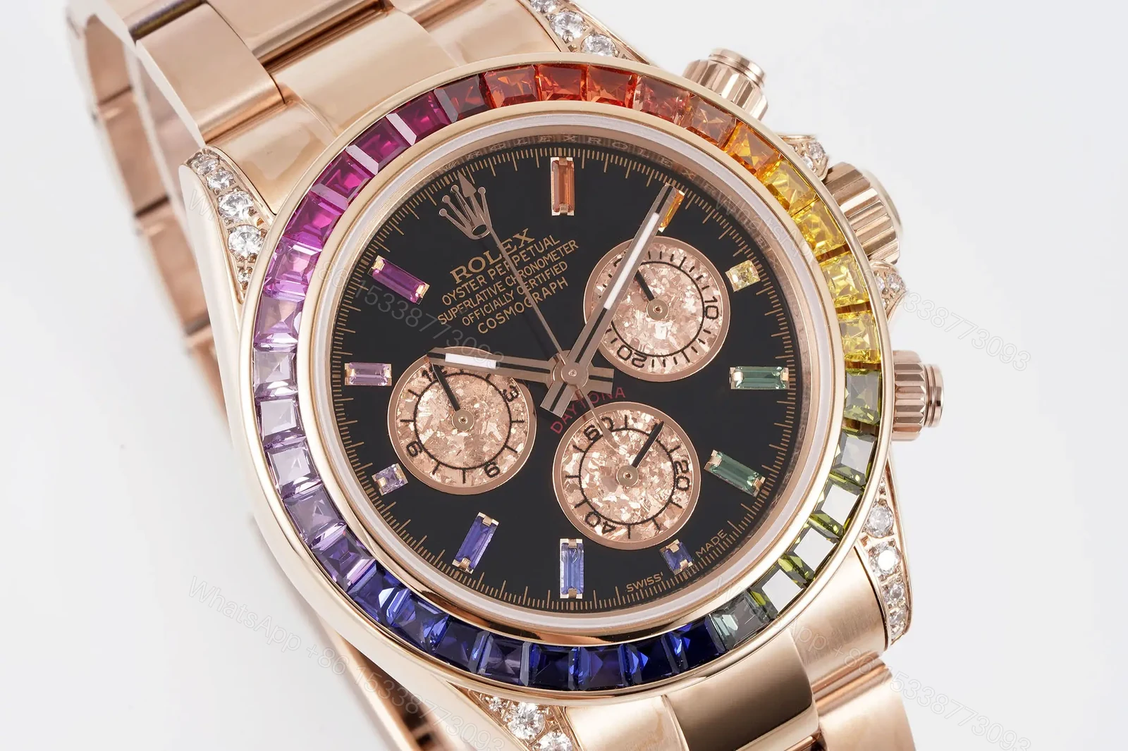 View 3 of Premium Rolex Daytona Rainbow Rose Gold Black Dial 40MM Oyster Bracelet Edition RG-DAYTONA-RBW-RG-BLACK-OYSTER-40
