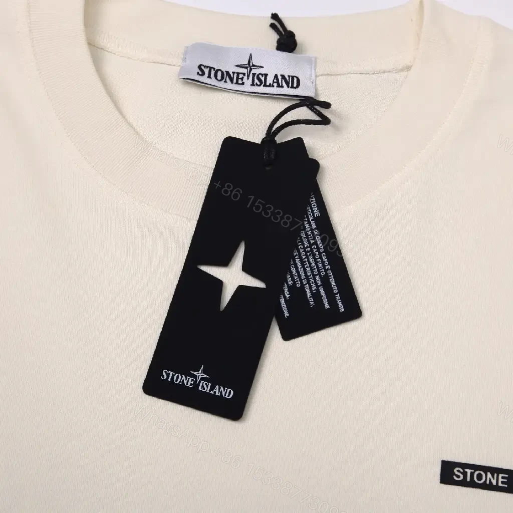 View 10 of Beige Cotton T-Shirt with Stone Island Logo