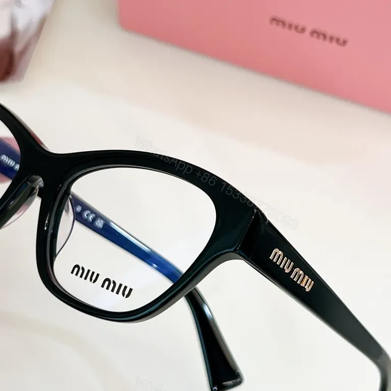 View 4 of Black Acetate Cat-Eye Eyewear â€“ Miu Miu Signature Detail