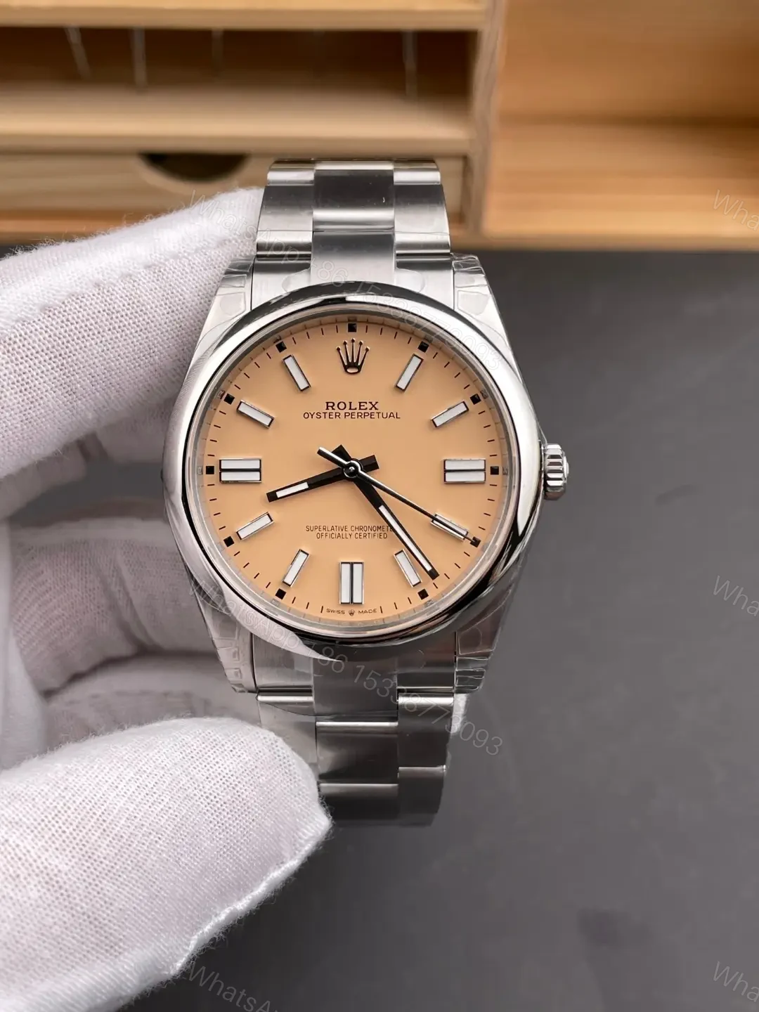 Rolex Oyster Perpetual 41mm Khaki Yellow Dial Automatic Watch RLX-OP-41-KHAKI-YEL — view 1
