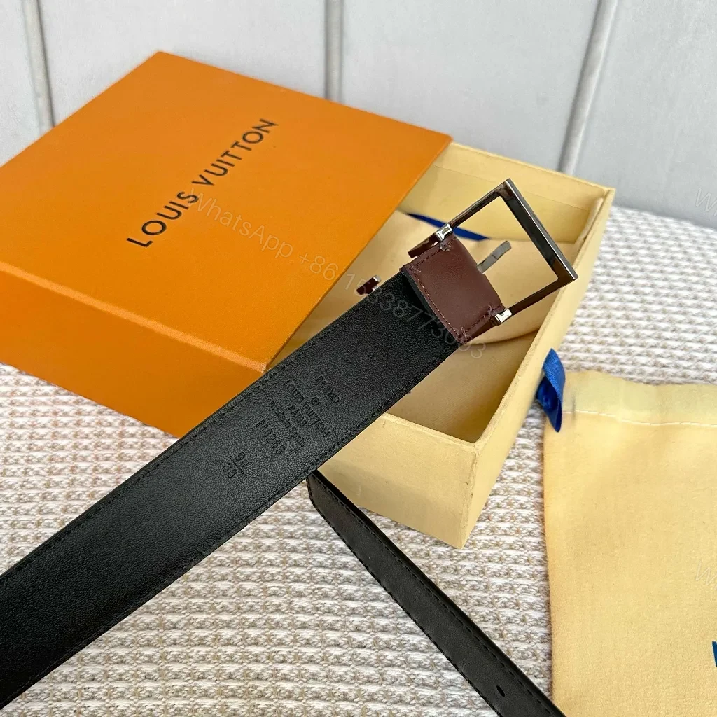 View 8 of Two-Tone Leather Belt with Luxury Buckle