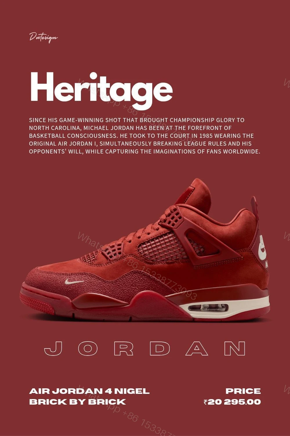 View 3 of FIRST COPY AIR JORDANS RETRO 4 NIGEL SYLVESTER FOR MEN