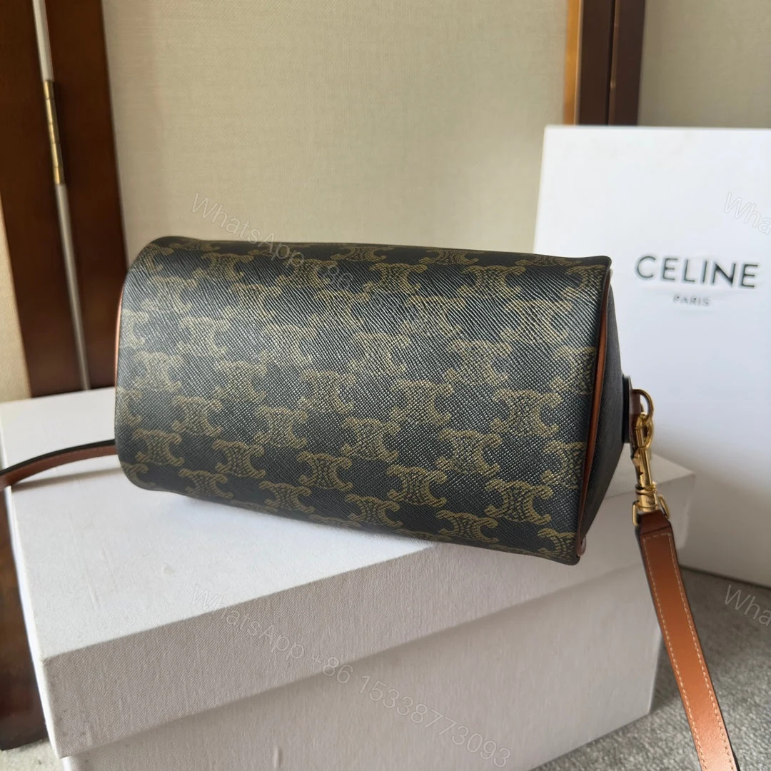 View 7 of CELINE SMALL BOSTON CUIR TRIOMPHE IN TRIOMPHE CANVAS AND CALFSKIN TAN
