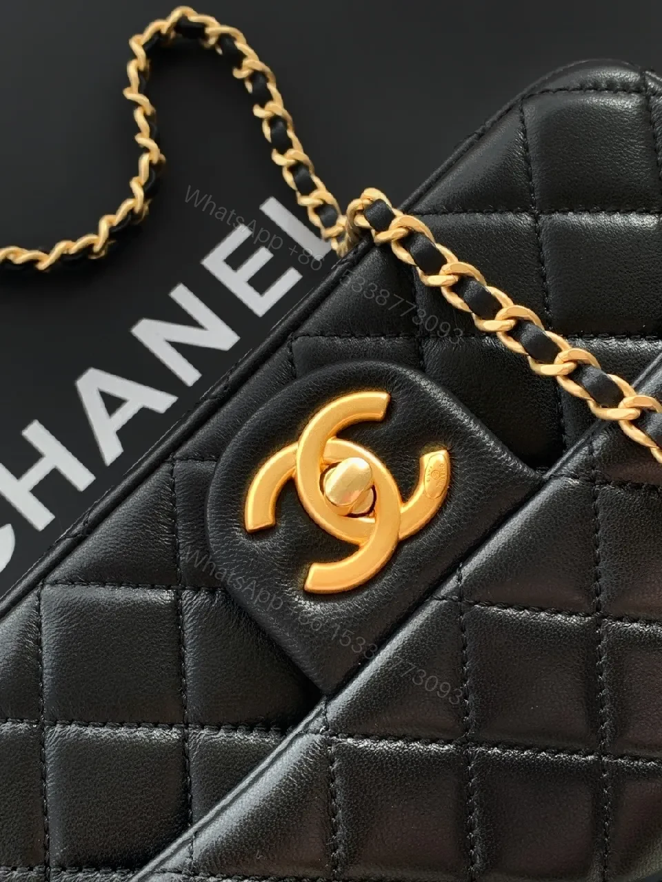 View 5 of Quilted Crossbody: Gold-Chain, Leather, Chic Minimalist Style