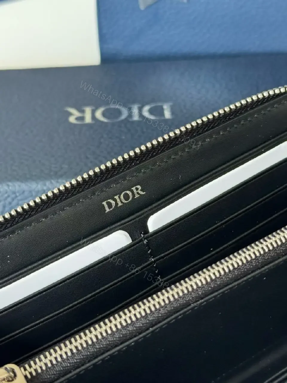 View 7 of Elegant Textured Calfskin Wallet — Wave Stitch, Dior-inspired Luxury