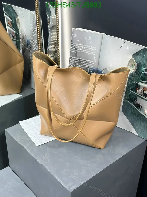 View 49 of Loewe Puzzle Fold Tote in Chocolate/Burgundy Shiny Calfskin DD9633