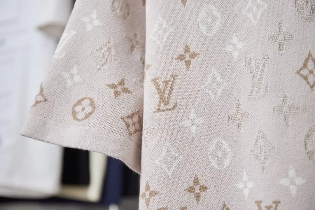 View 4 of Soft-Print Monogram Knit: Subtle Luxury in Textured Cotton