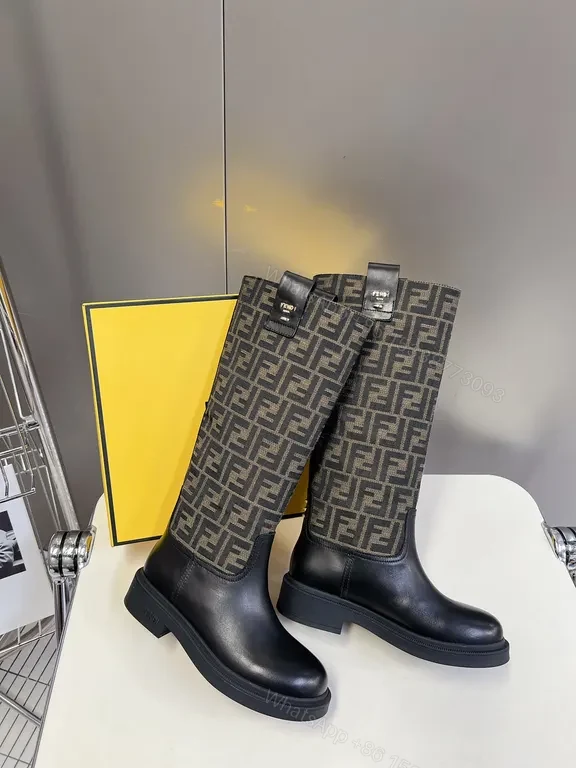 View 7 of Bold Monogram Knee-High Boots - Leather & Fabric Accent