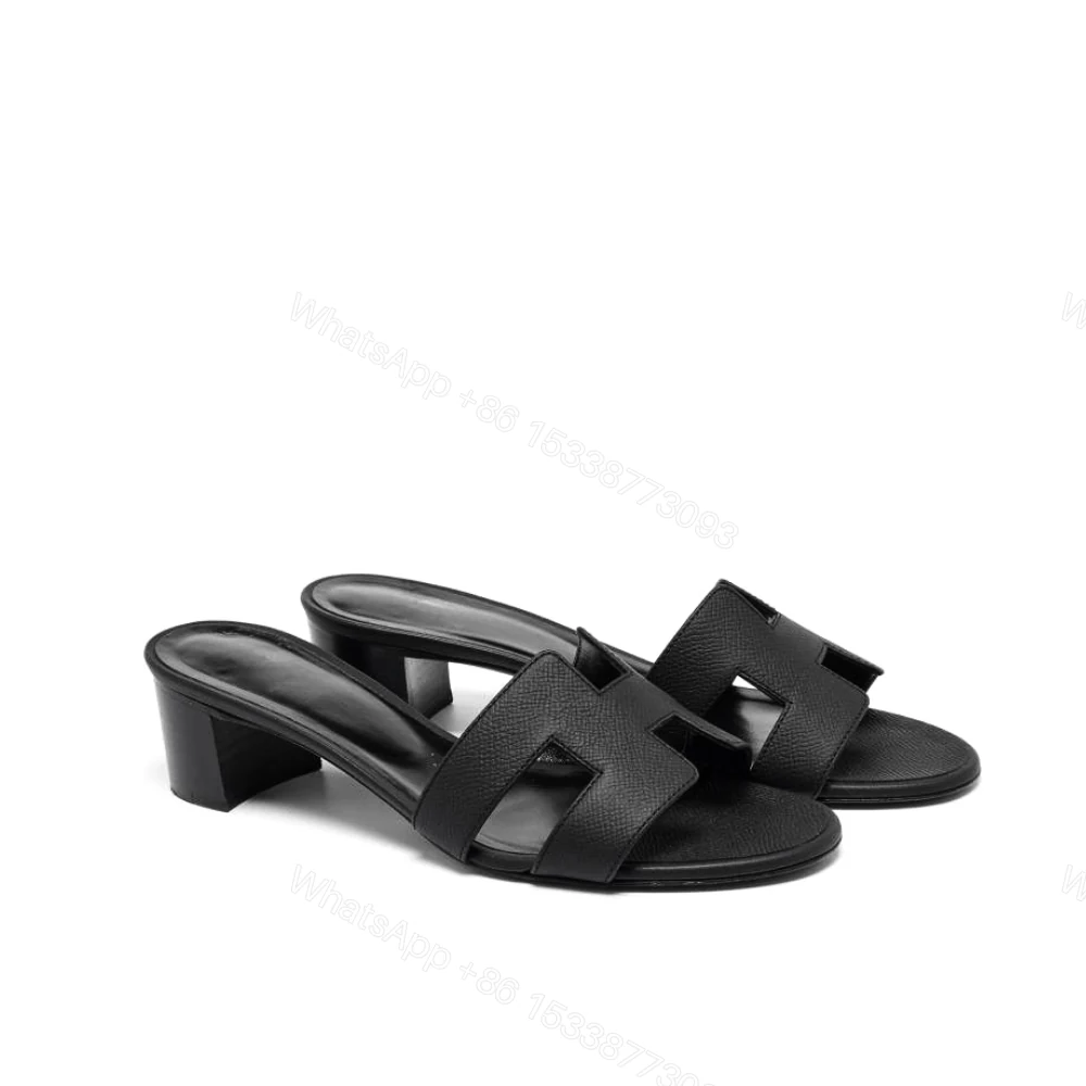 Hermes Oasis Sandals Black Leather — view 1