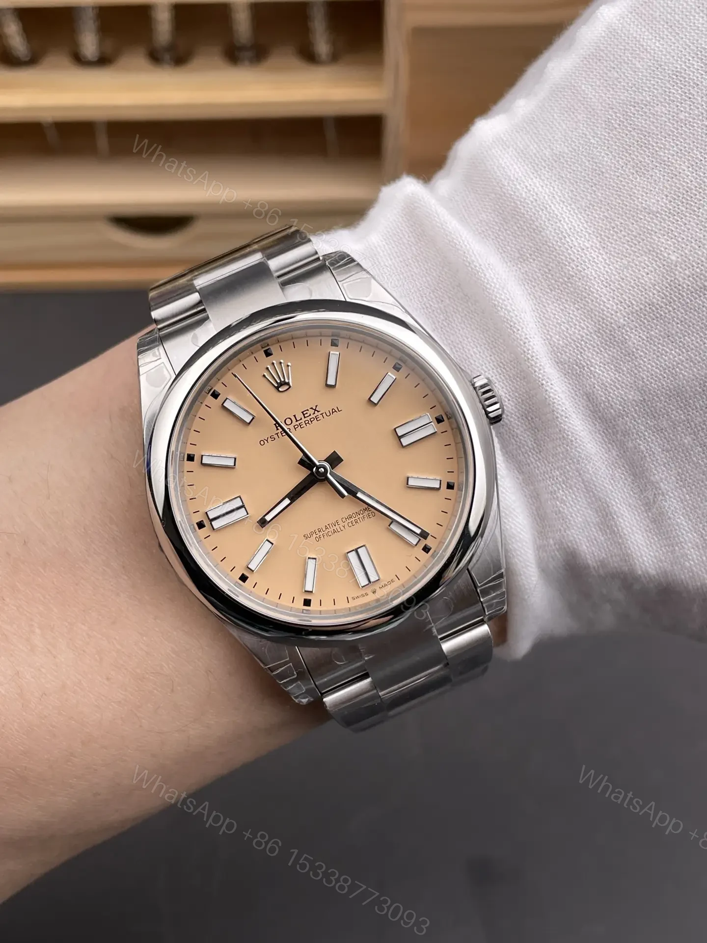 View 9 of Rolex Oyster Perpetual 41mm Khaki Yellow Dial Automatic Watch RLX-OP-41-KHAKI-YEL