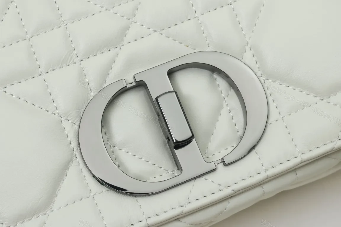 View 2 of White Quilted Belt Bag with Bold Hardware - Structured Leather Bag