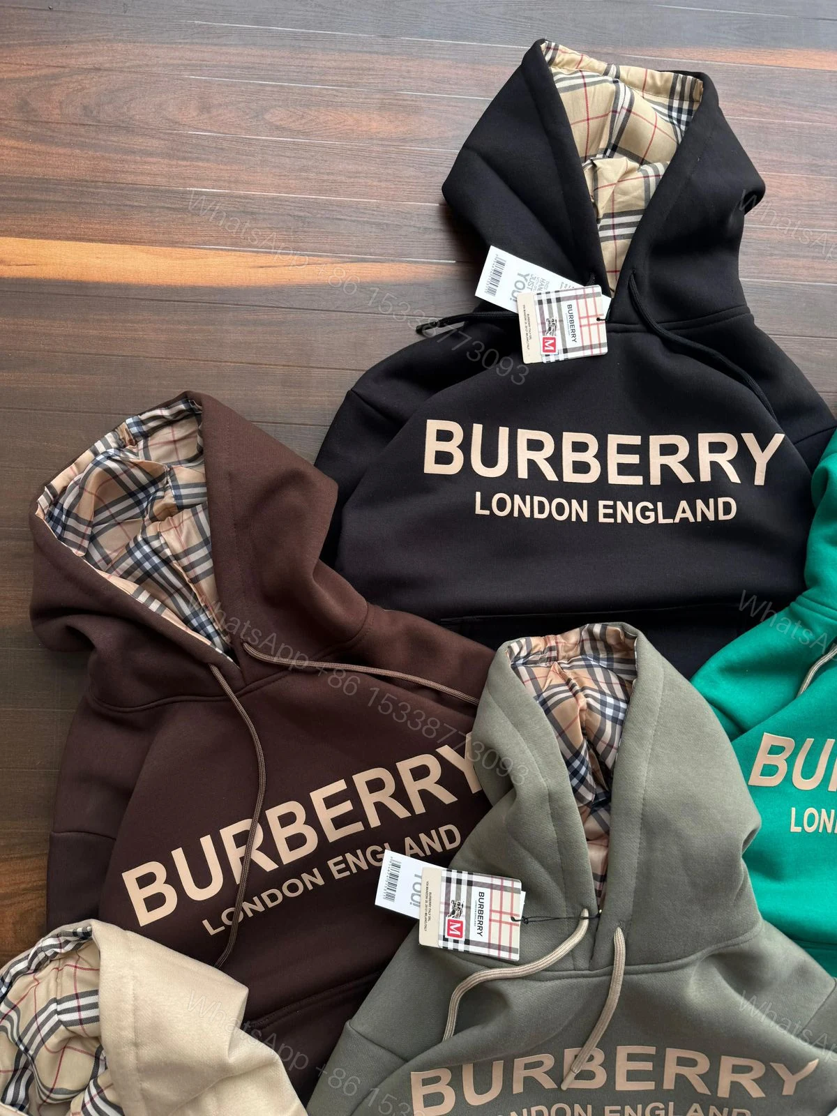 View 6 of FIRST COPY BURBERRY 3-THREAD COTTON FLEECE HOODIE