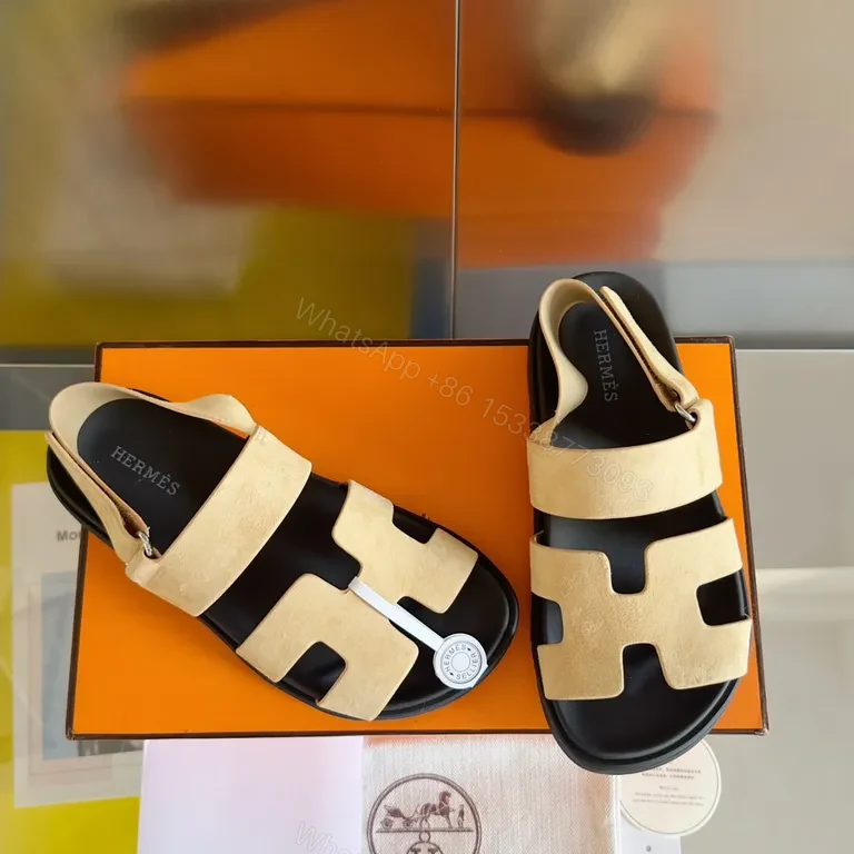 View 4 of Bold Sand & Black Hermes-Inspired Sandals: Modern Luxury Comfort