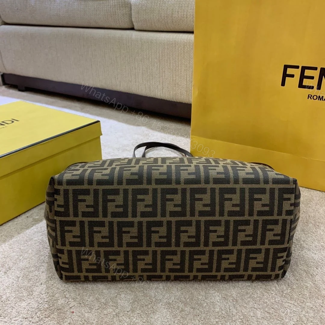 View 5 of FENDI ZUCCA TOTE BAG IN BROWN AND BLACK WITH GOLD HARDWARE