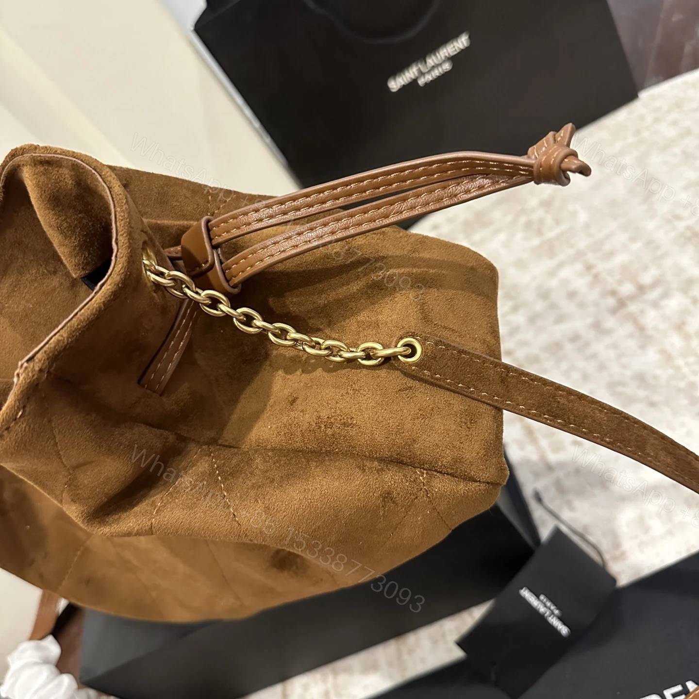 View 7 of Saint Laurent Jamie Shoulder Pouch In Caramel Cognac 26Cm