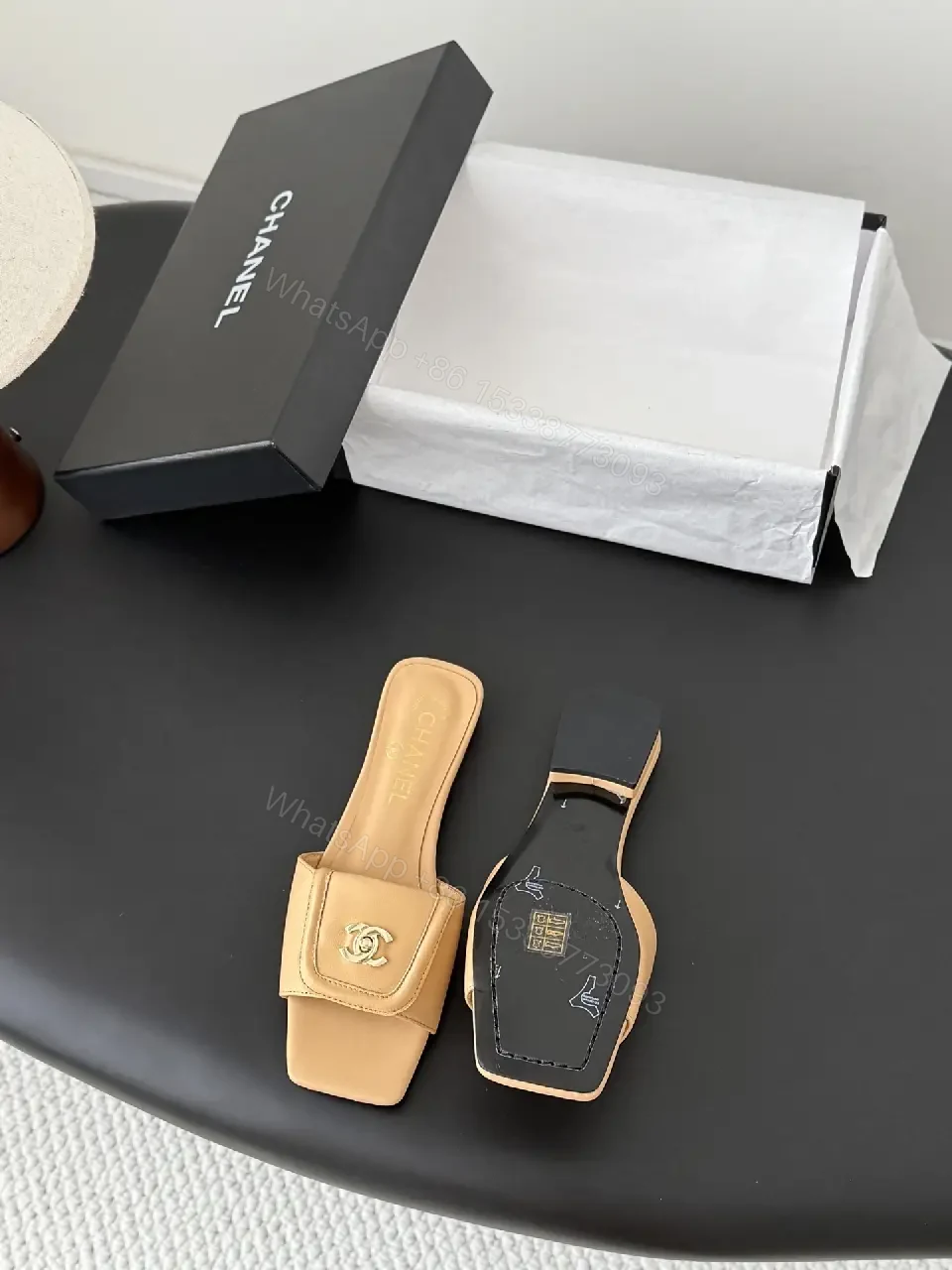 View 7 of Beige Leather Block-Heel Sandals, Minimalist Luxe Style