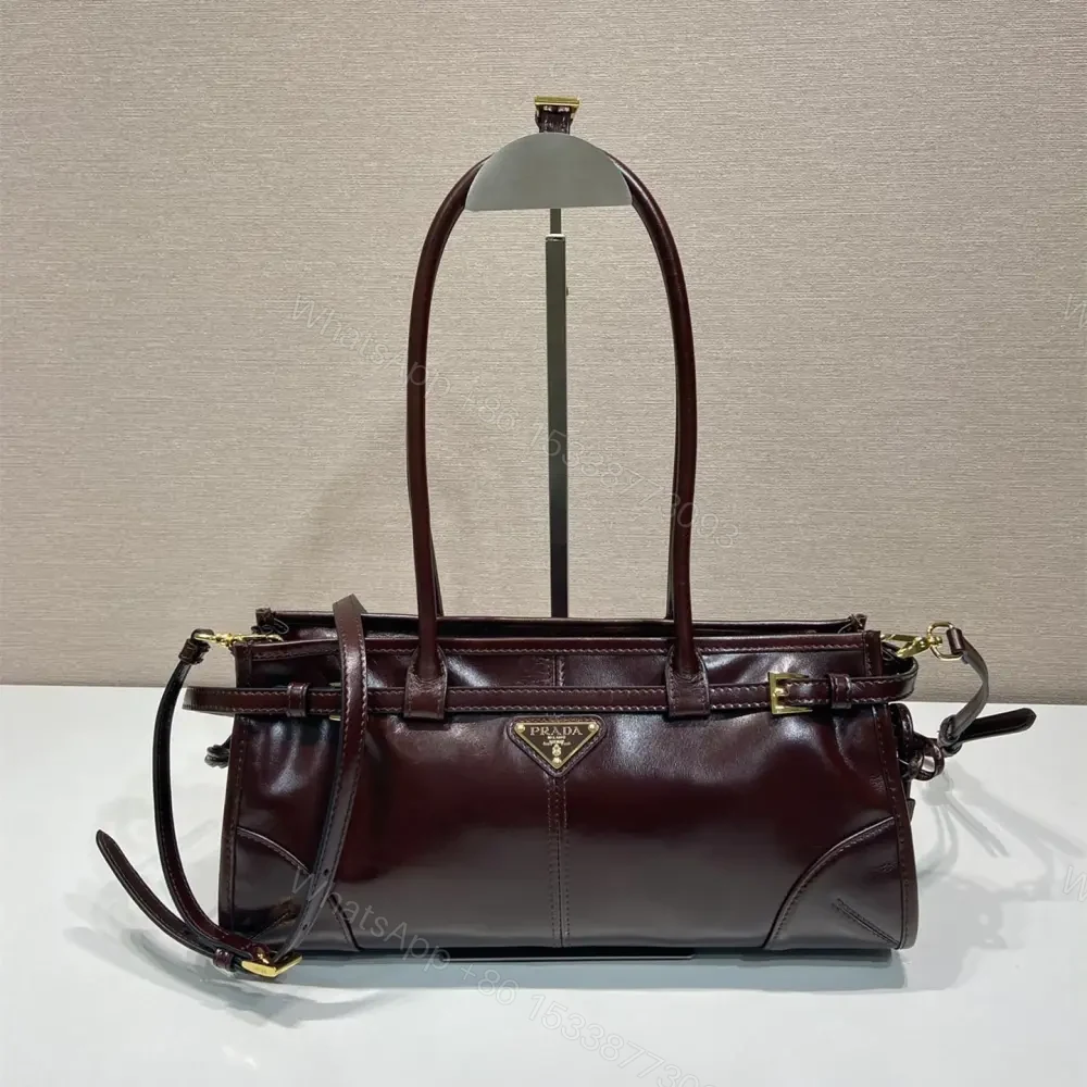 高仿Prada*Bonnie系列1BA426手提單肩包酒紅色小號免檢版 — view 1