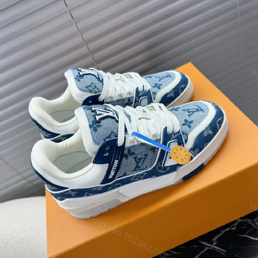 View 3 of Denim Monogram High-Tops: Luxe Comfort Sneakers