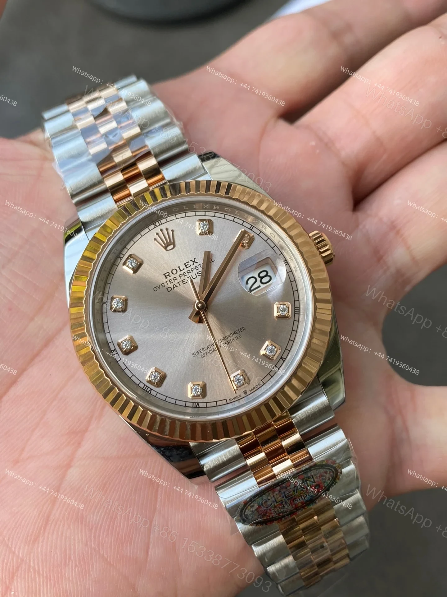 View 6 of Rolex Datejust M126331-0008 1:1 Replica Rose Gold Diamond Dial Jubilee 41MM 3235 Movement Super Clone Watch