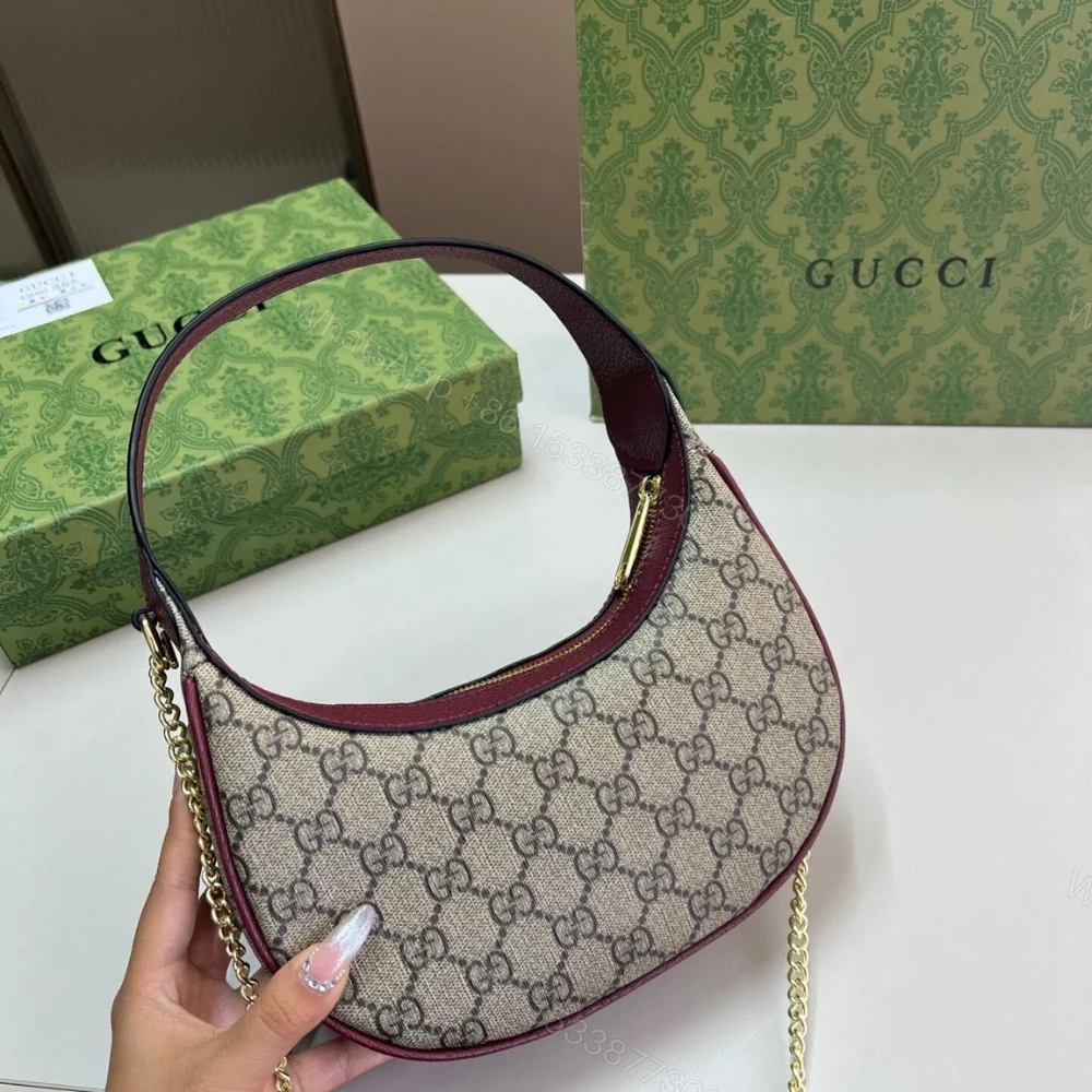View 5 of Gucci Ophidia Small Shoulder Bag Beige And Dark Red GG Fabric 22Cm ‎838463 FAE0P 9789