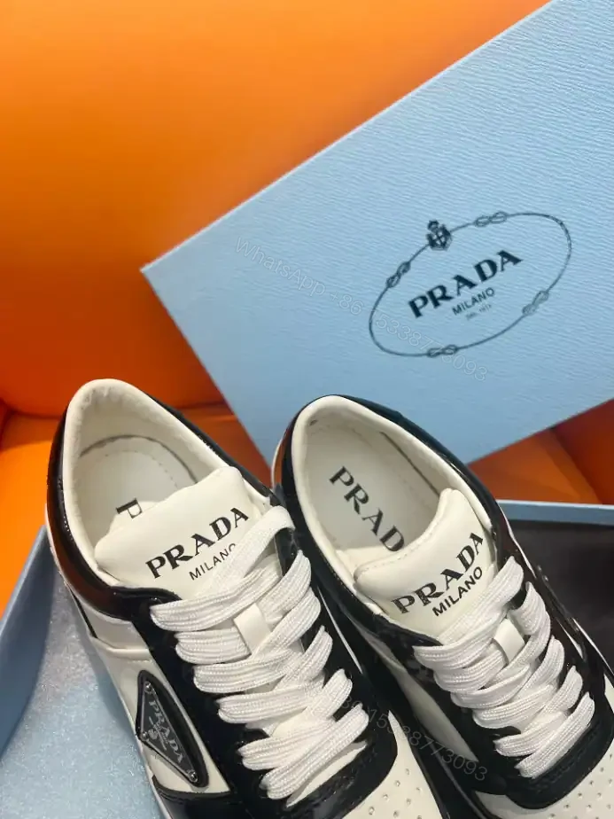 View 10 of DOWNTOWN LEATHER SNEAKERS IN WHITE AND LACQUER BLACK- PRD008