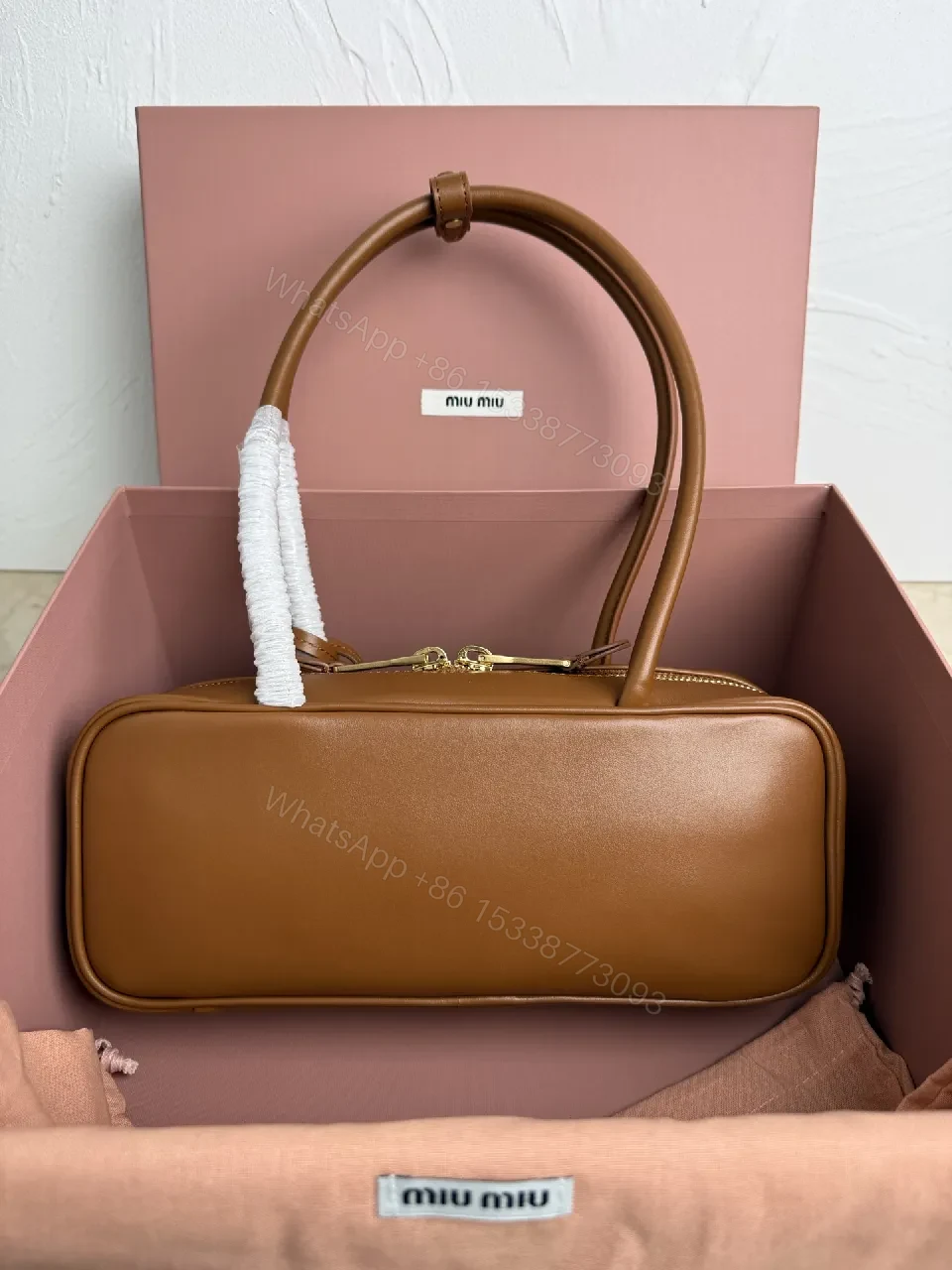 View 9 of Tan Leather Structured Crossbody: Modern Craftsmanship