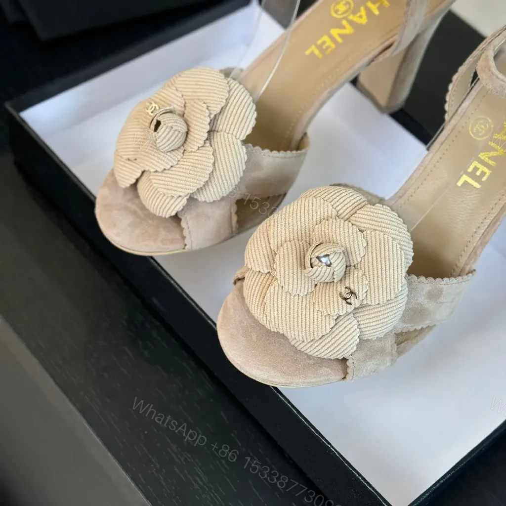 View 4 of Beige Floral Slingbacks: Couture Texture, Subtle Shine