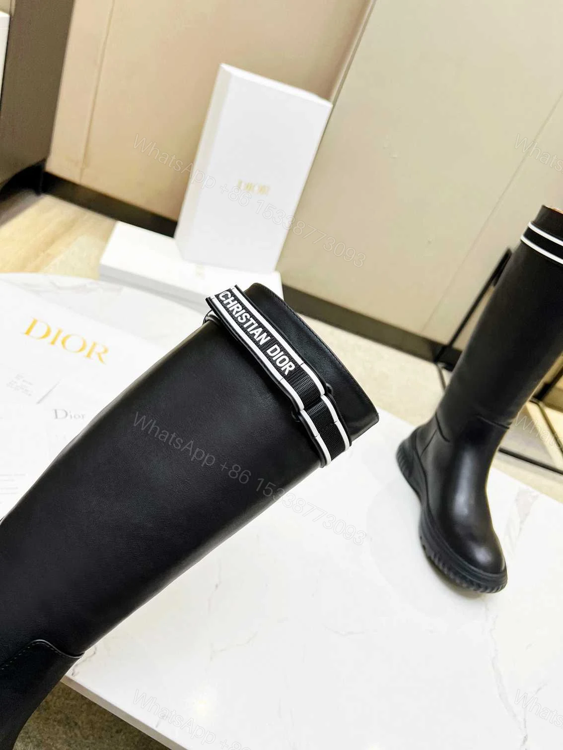 View 2 of DIOR D RACER BOOT CALFSKIN BLACK KDI781VEA S17X