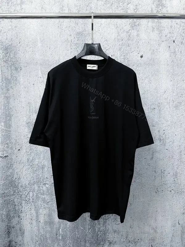 Black Knit Tee, Subtle Logo, Oversized Comfort + Luxury Finish — view 1
