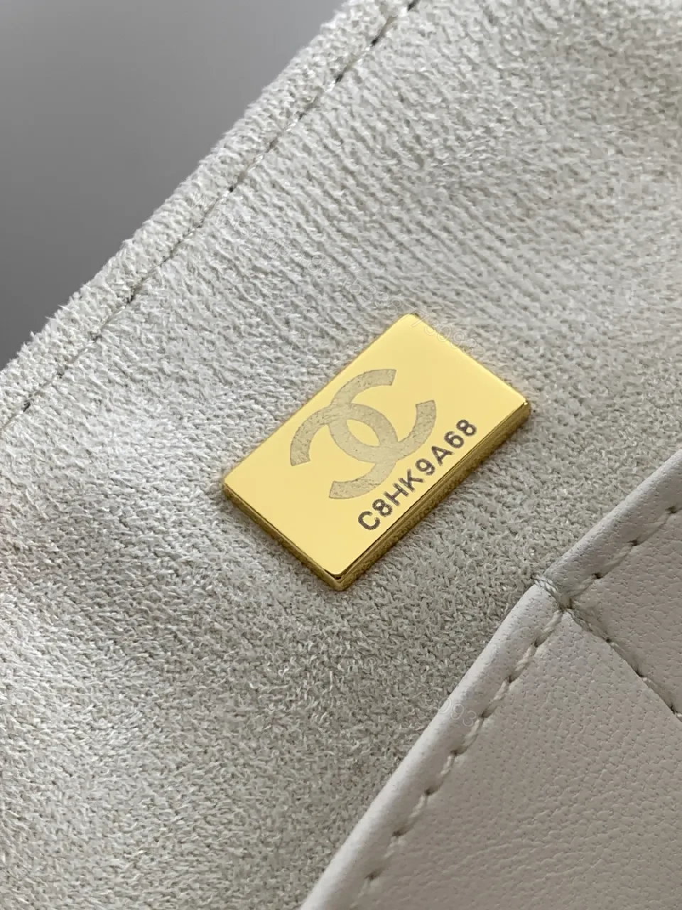 View 7 of Quilted White Crossbody Bag with Gold Logo Accent