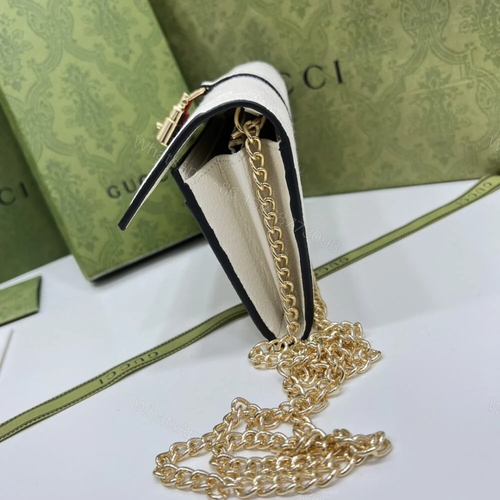 View 6 of Gucci Jackie 1961 Chain Wallet Beige And Ebony GG 19CM 652681 HUHHG 8565