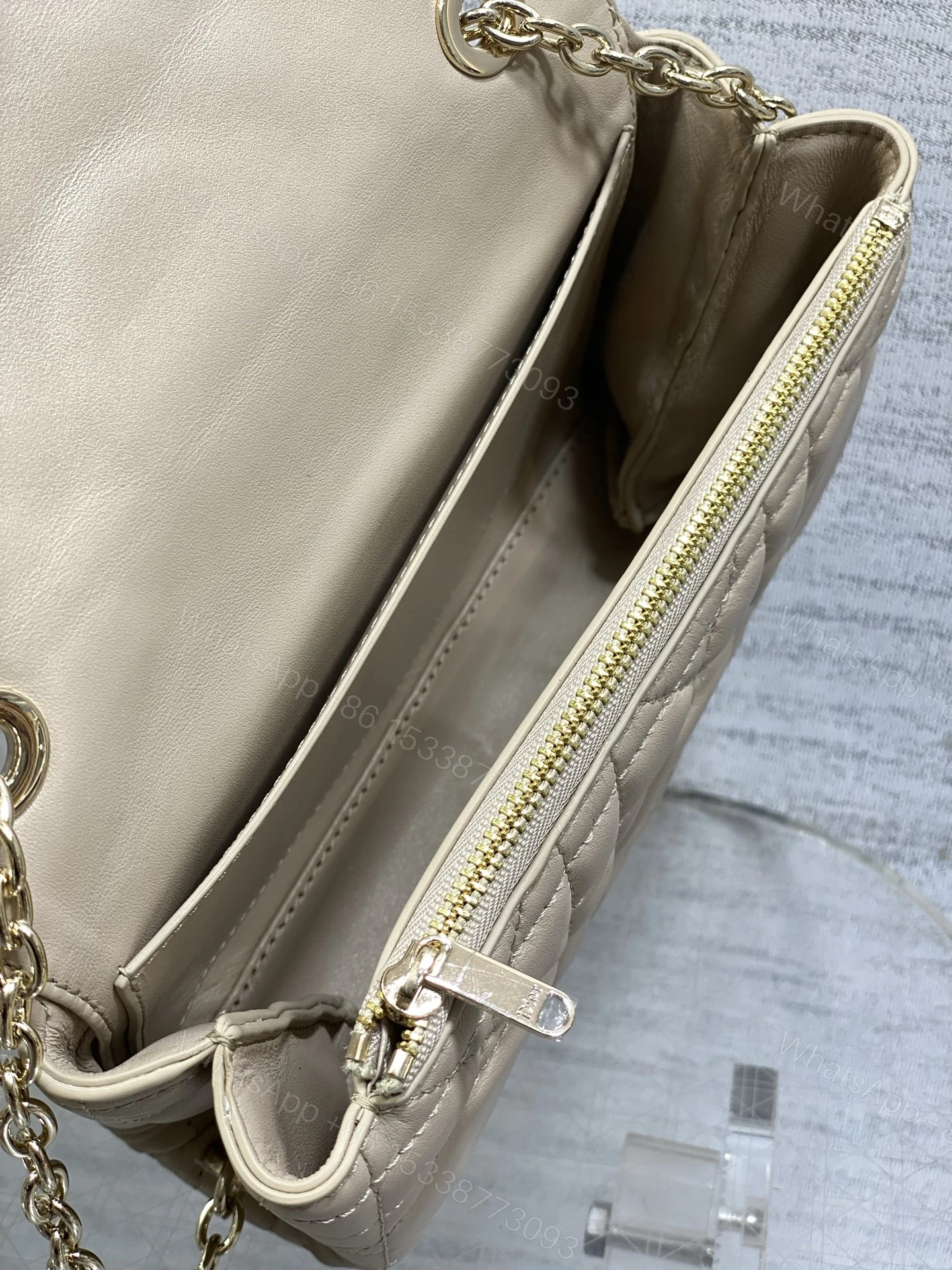 View 5 of Dior My Dior Mini Bag in Beige Cannage Lambskin