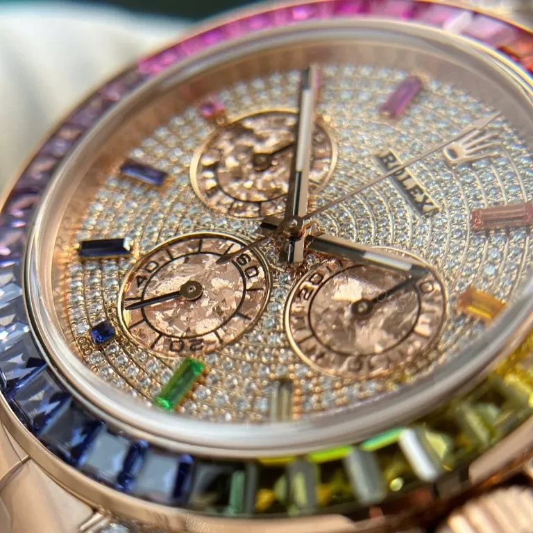 View 3 of Replica Rolex Cosmograph Daytona Rainbow Rose Gold 40mm