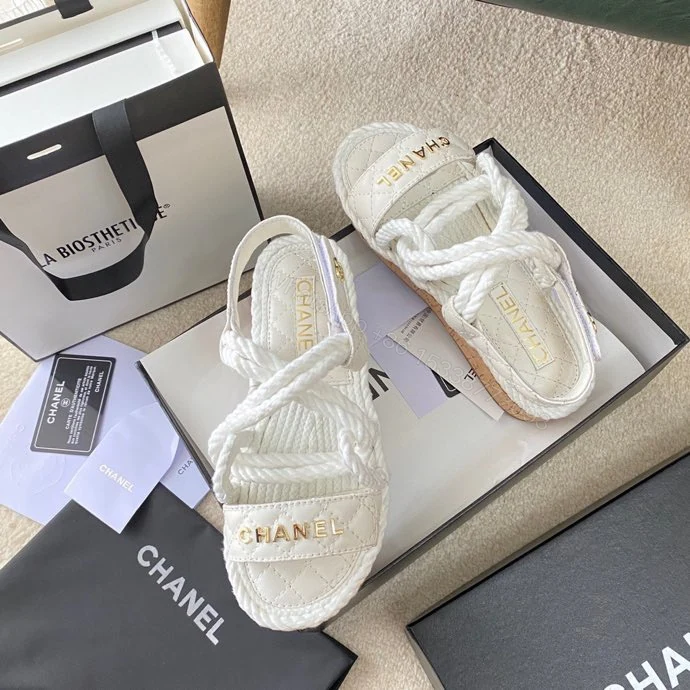 View 6 of CHANEL Cord Quilted Sandals