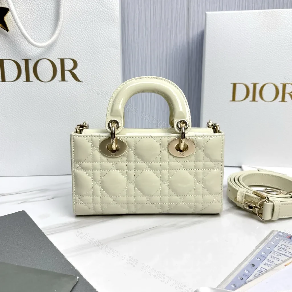 View 9 of Ivory Faux-Leather Mini Bag: Quilted, Gold-Accent Luxury